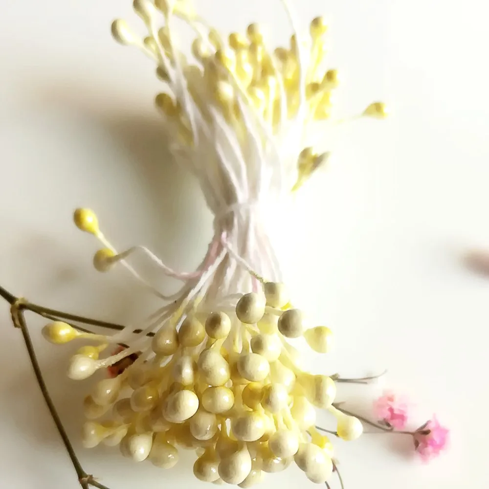 3mm 500 stücke Perle Blume Staubblatt Stempel Kuchen Dekoration Für DIY Doppel Köpfe Floral Staubblatt Für DIY Hochzeit dekoration – Detail 33