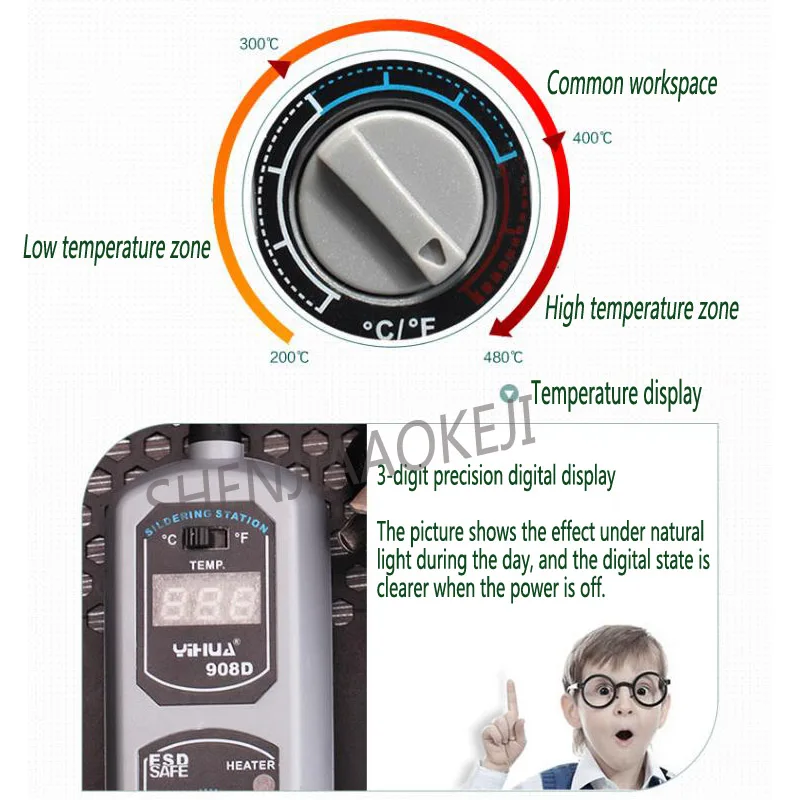 908D adjustable thermostat electric Luo iron precision original welding machine 220V/110V Portable LED digital display 1PC