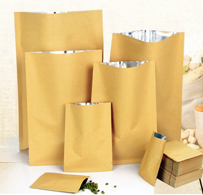 

Kraft paper zip lock bag,Heat seal wedding favor bag,Coffee Foil+Kraft Zipper lock tea bag Food packaging storage pouches 200pcs