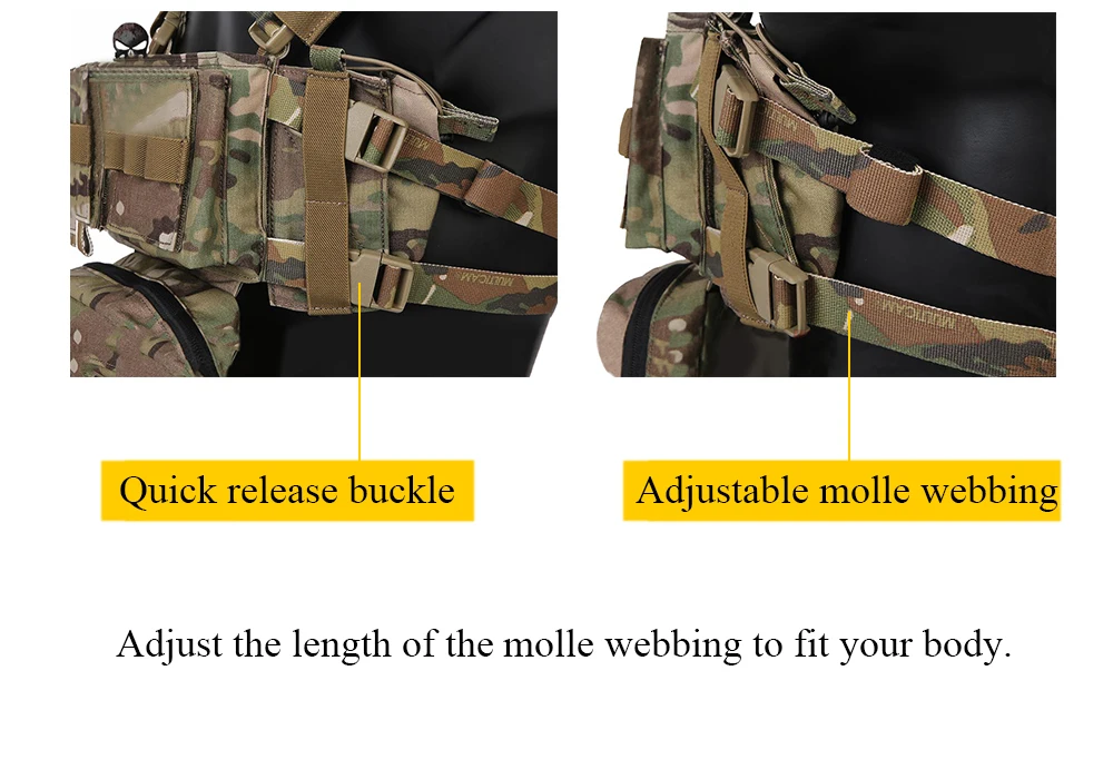 EMERSONGEAR Taktisches Chest Rig Micro Fight Chissis MK3 Chest Rig Airsoft Jagd Kampfweste mit 5,56 Mag Pouch Multi-Camo – Detail 3