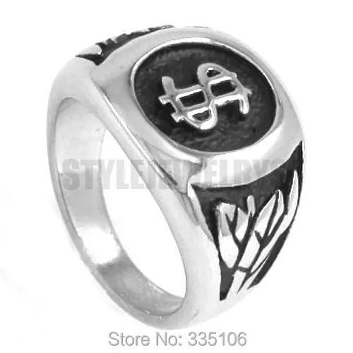 Free Shipping! US Dollar Sign Ring Stainless Steel Jewelry Fashion Tribal Motor Biker Ring SWR0227