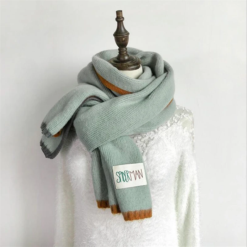 

IANLAN 2019 New Women Japanese Style Wool knit Scarf Girls Imitation Cashmere Long Wrap Winter Student Jacquard Mufflers IL00088