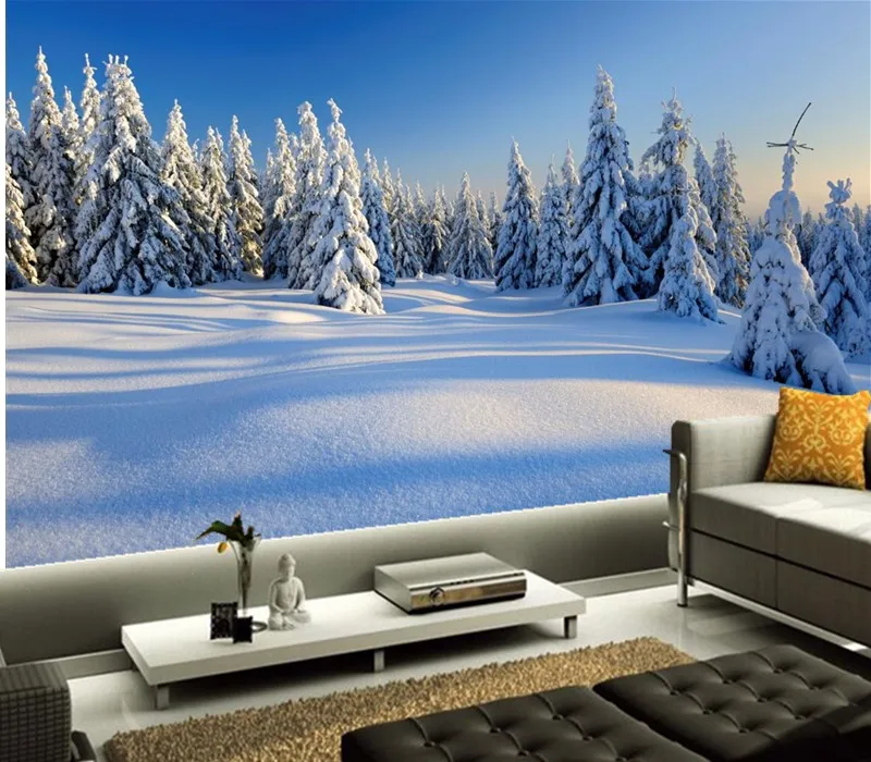 Custom 3D murals,Seasons Winter Fir Snow Nature papel de parede,hotel living room sofa TV wall bedroom stereoscopic wallpaper