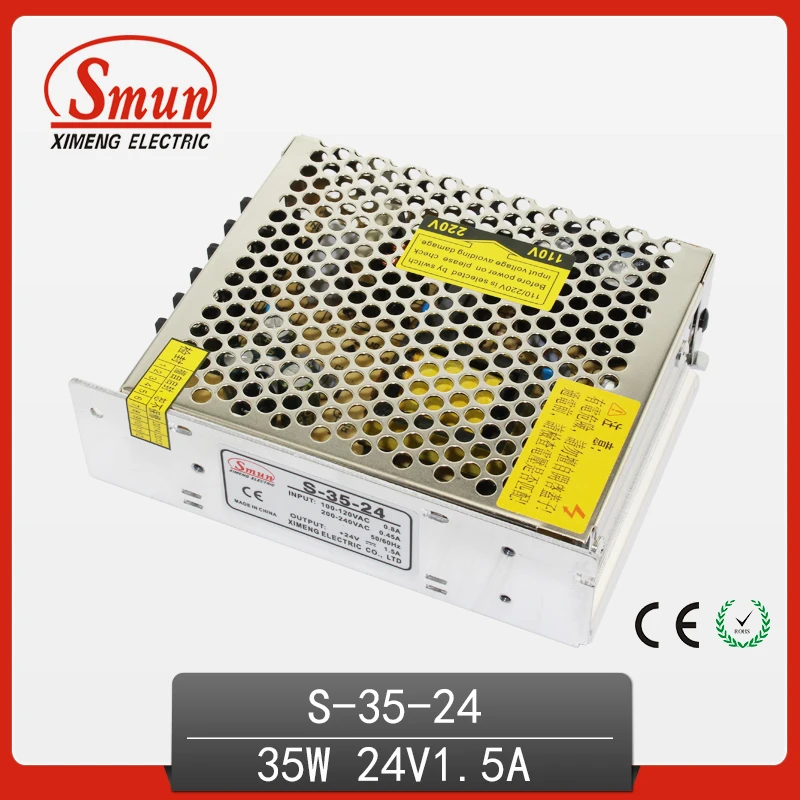 Switching Power Supply 35W DC 24V/1.5A Single Output Professional LED Driver Indoor LED Lighting Use