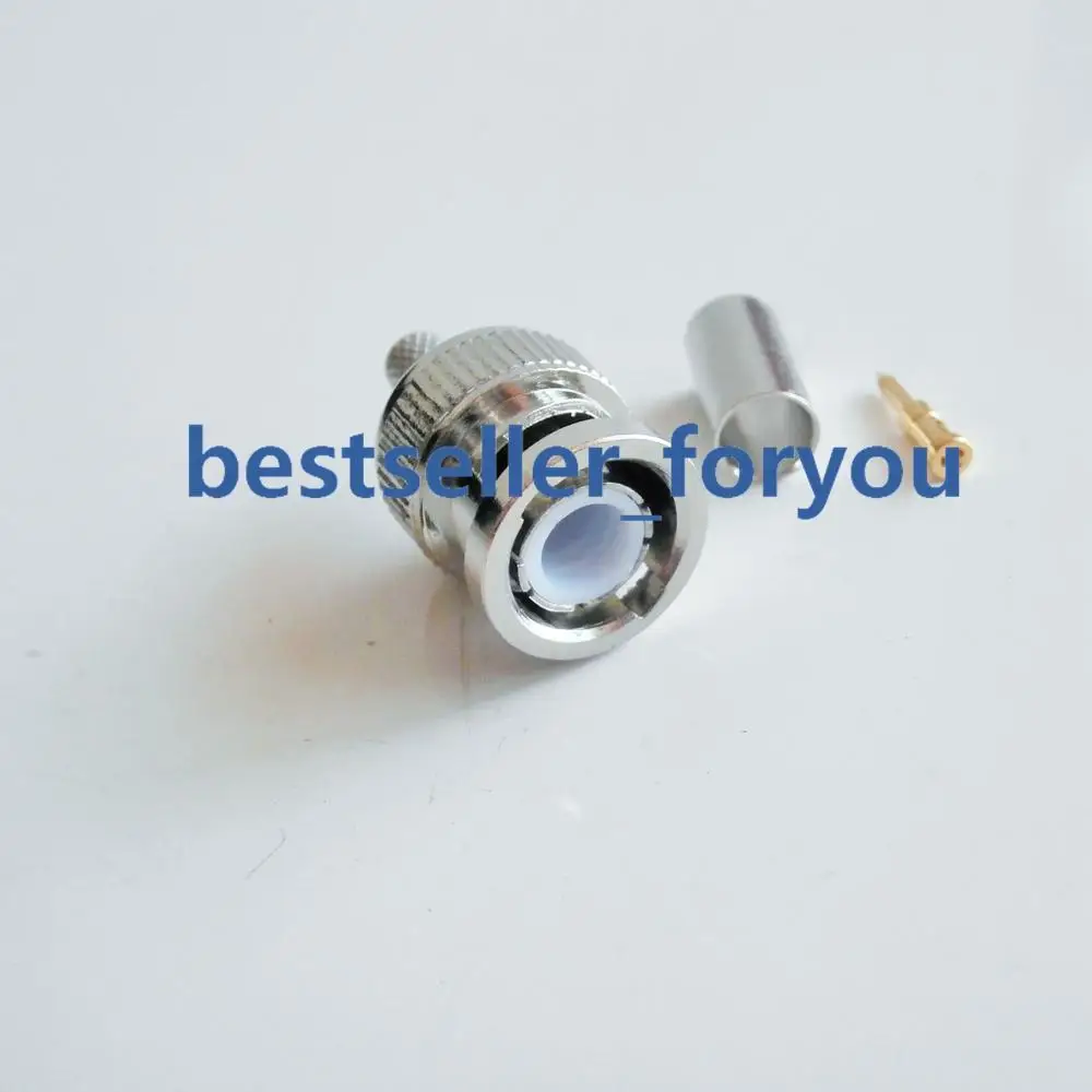 10X Brass BNC male plug crimp RG58 RG142 LMR195 RG400 cable straight RF Connector