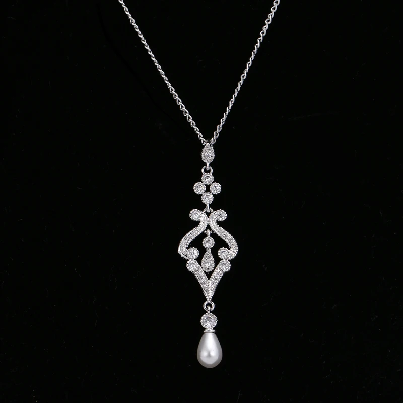 EMMAYA New Simulated Pearl Fashion Pendant Necklaces Wedding CZ Crystal Wholesale Price