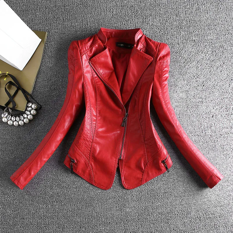 Spring And Autumn Women Leather Jacket Coats Slim Ladies Clothing