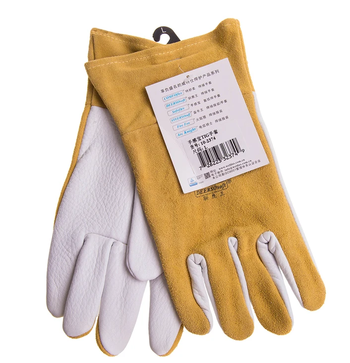 

Grain Deer Skin Welding Glove TIG MIG Argon Arc Flame Sparks Fire Proof Welding Safety Gloves Deerskin Leather Welder Work Glove