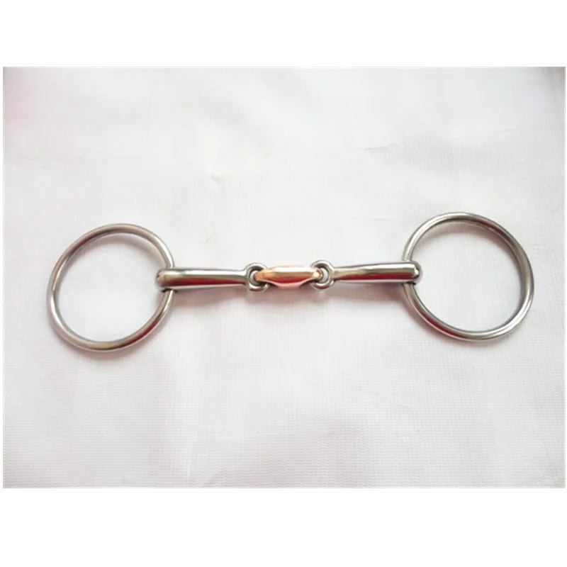 Cavalo Ring Snaffle Bits com Elíptico Copper Link, Cavalo Bit Equipamento, Produto de aço inoxidável