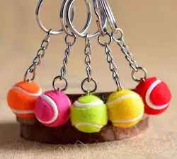 Tennis bag Pendant plastic mini tennis ball key chain small Ornaments sport advertisement keychain fans souvenirs key ring