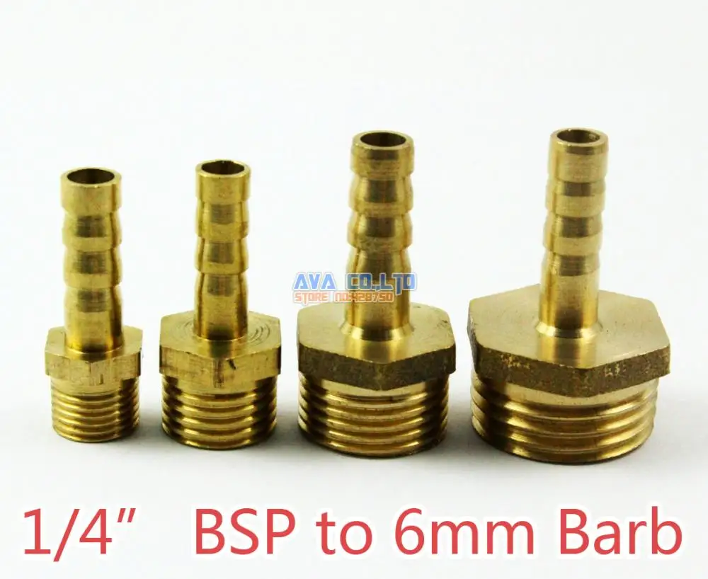 

20 Pieces Brass Male 1/4" BSP to 6mm Barb Hose Tail Fitting Fuel Air Gas Water Hose Connector Coupler