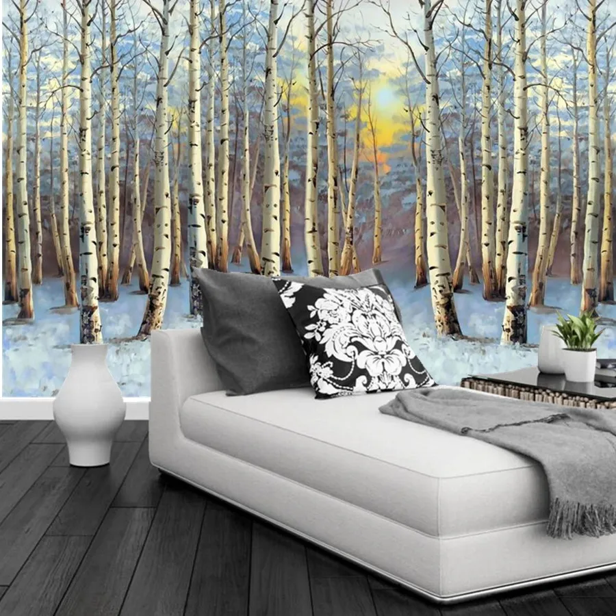 

Custom 3D murals,Landscape painting poplar forest sunset wall paper mural 3d,living room TV wall children bedroom wallpaper