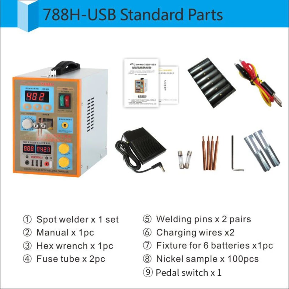 SUNKKO 788H Small Mobile Power Charging Treasure Welding Charging Dual-use 18650 Battery Spot Welding Machine