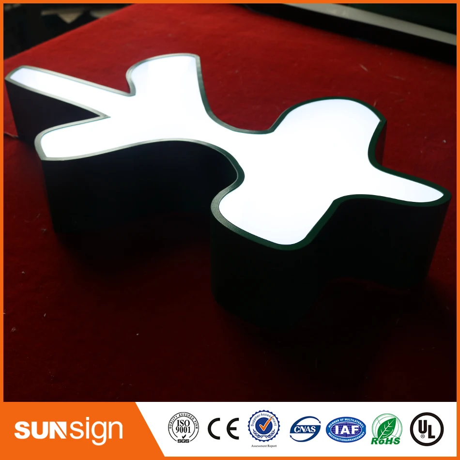 Frontlit led brief mit acryl panel für hochzeit