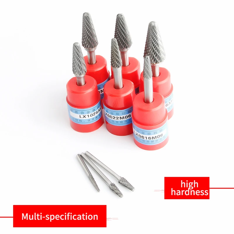 Tungsten Steel Hard Rotary Alloy Metal Grinding Head 1pcs Boring Cutter L-type Conical Dome Rotary Files