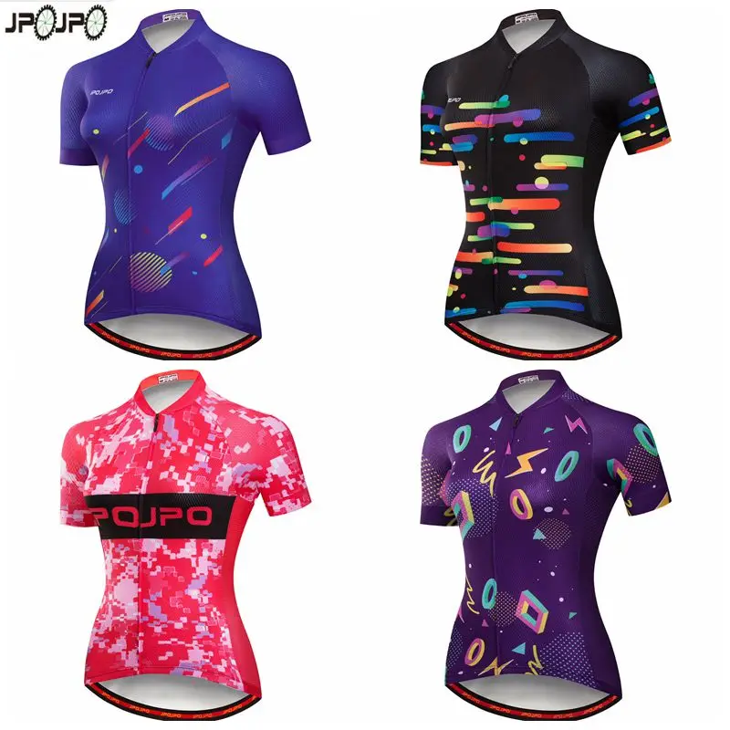 

JPOJPO Cycling Jersey Women pro team MTB Bicycle Clothing Maillot Ciclismo Summer Short Sleeve Bike Jersey Cycle Purple Pink