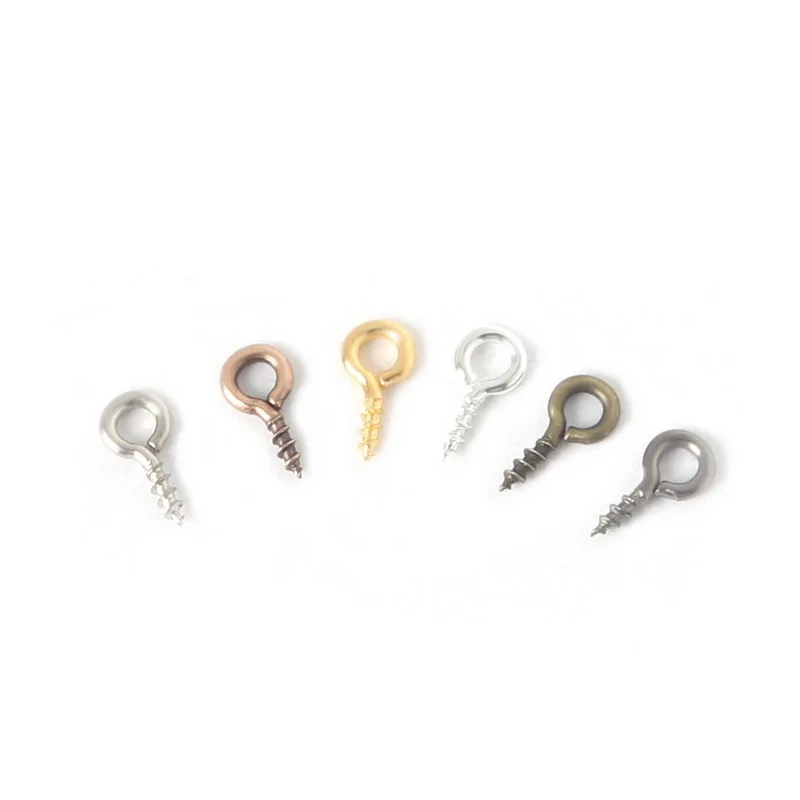 Hot 9x4mm 200pcs Small Tiny Mini Eye Pins Eyepins Hooks Eyelets Screw Threaded Silver Clasps Hooks For Jewelry Findings