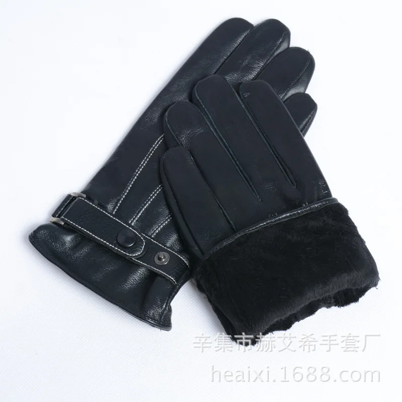 Winter Men's Genuine Leather Gloves New Brand Touch Screen Gloves Fashion Warm Black Brown Glove Goatskin Mittens B-3734