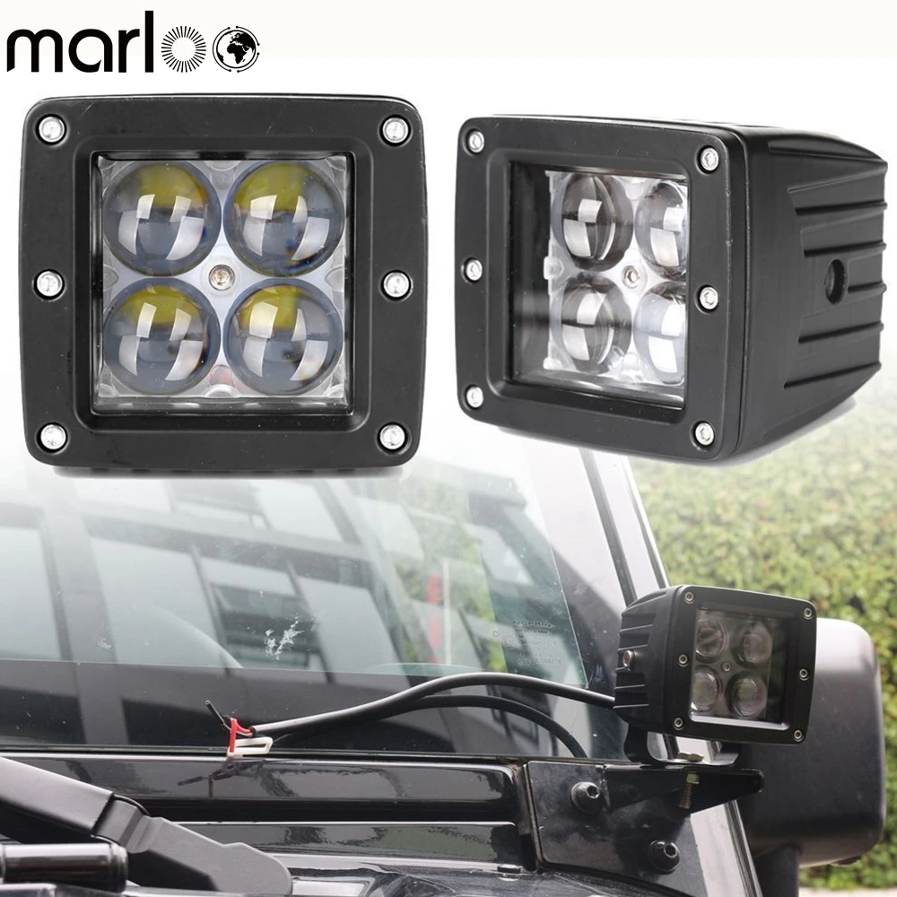 

Marloo 2Pcs Car 4D 20W LED offroad Work Pods Light Spot Fog Lamps For Ford F150 Truck Boat SUV Atv Jeep Wrangler 4wd Motorcycle