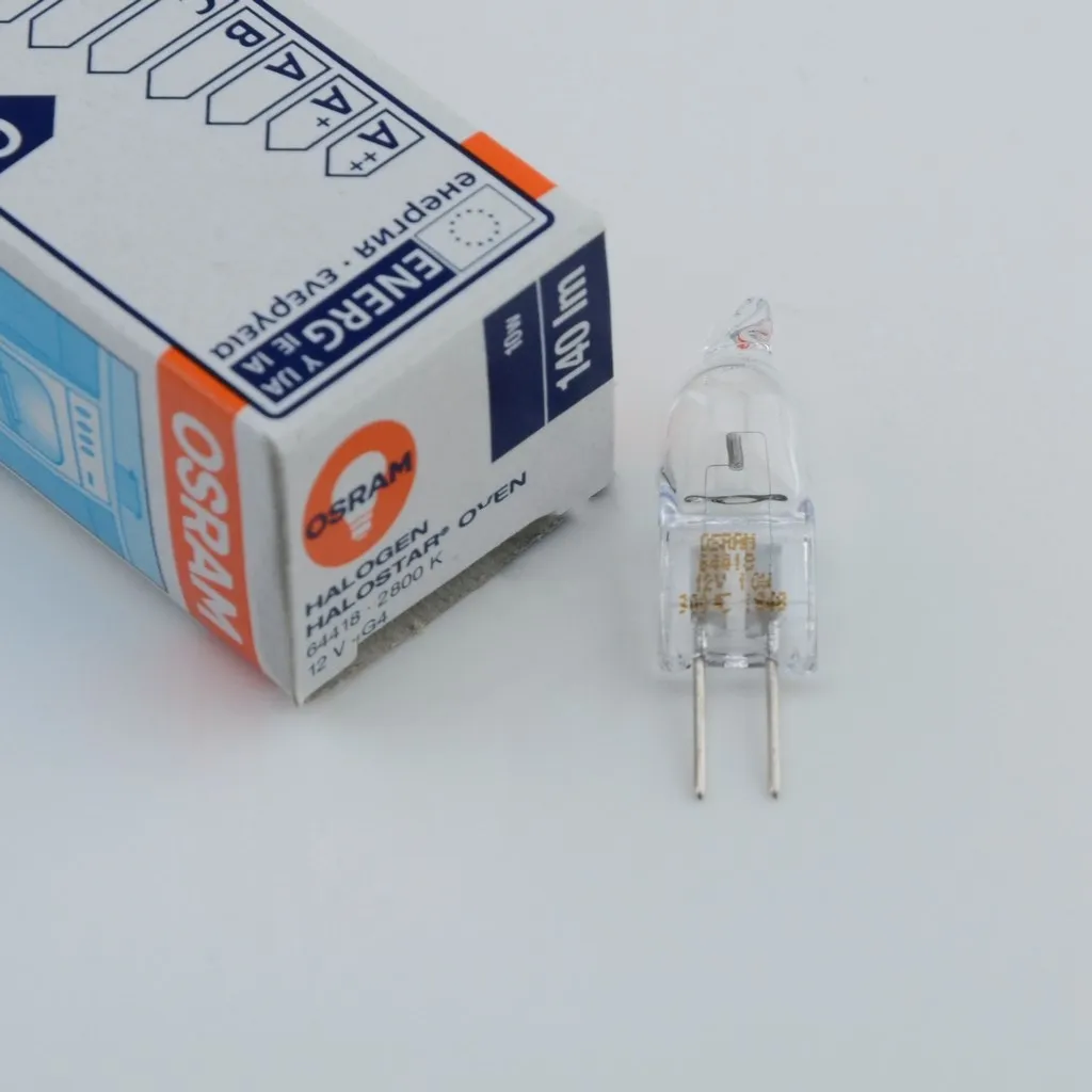 

For 2pcs,OSRAM 64418 12V10W G4 halogen lamp,Halostar Oven,Pyrolysis baking,300 degree,single ended low voltage capsule bulb