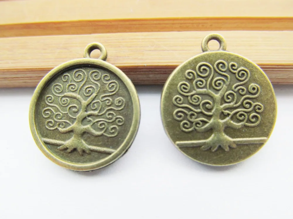 

100pcs 15mm Antique Silver tone/Antique Bronze Filigree Lucky Wish Tree of Life Round Pendant Charm/Finding,DIY Accessory