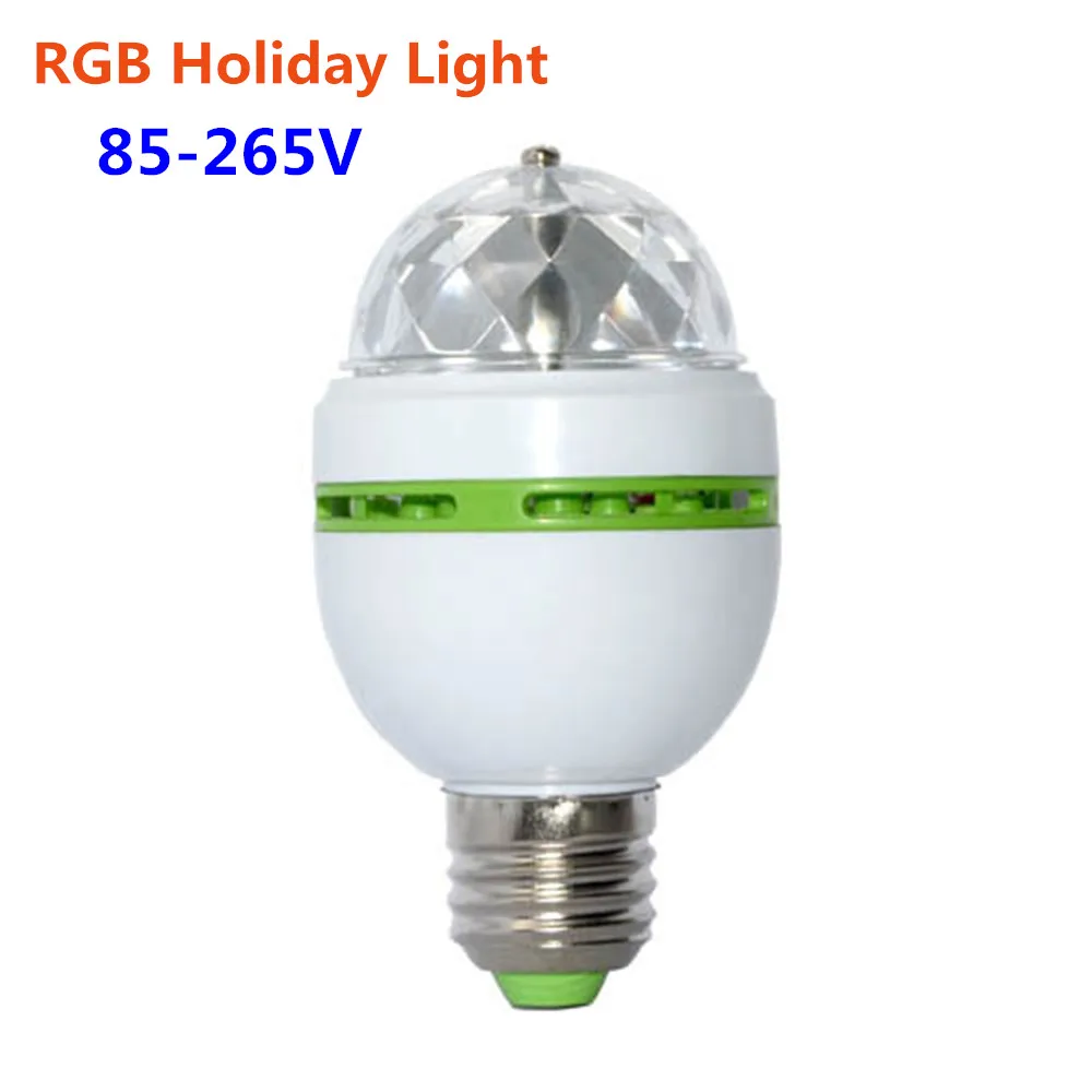 Led RGB Night Light E27 LED Bulb 3W Colorful Lamp 85-265 AC 110V 220V Night Lamp Auto Rotating Party Holiday Decoration Lighting