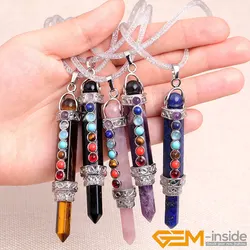 Wand Tower Natural Stone Dowsing Pendulum Reiki Healing 7 Chakra Beads Pencil Point Pendants 80mm Fashion Jewelry Gifts