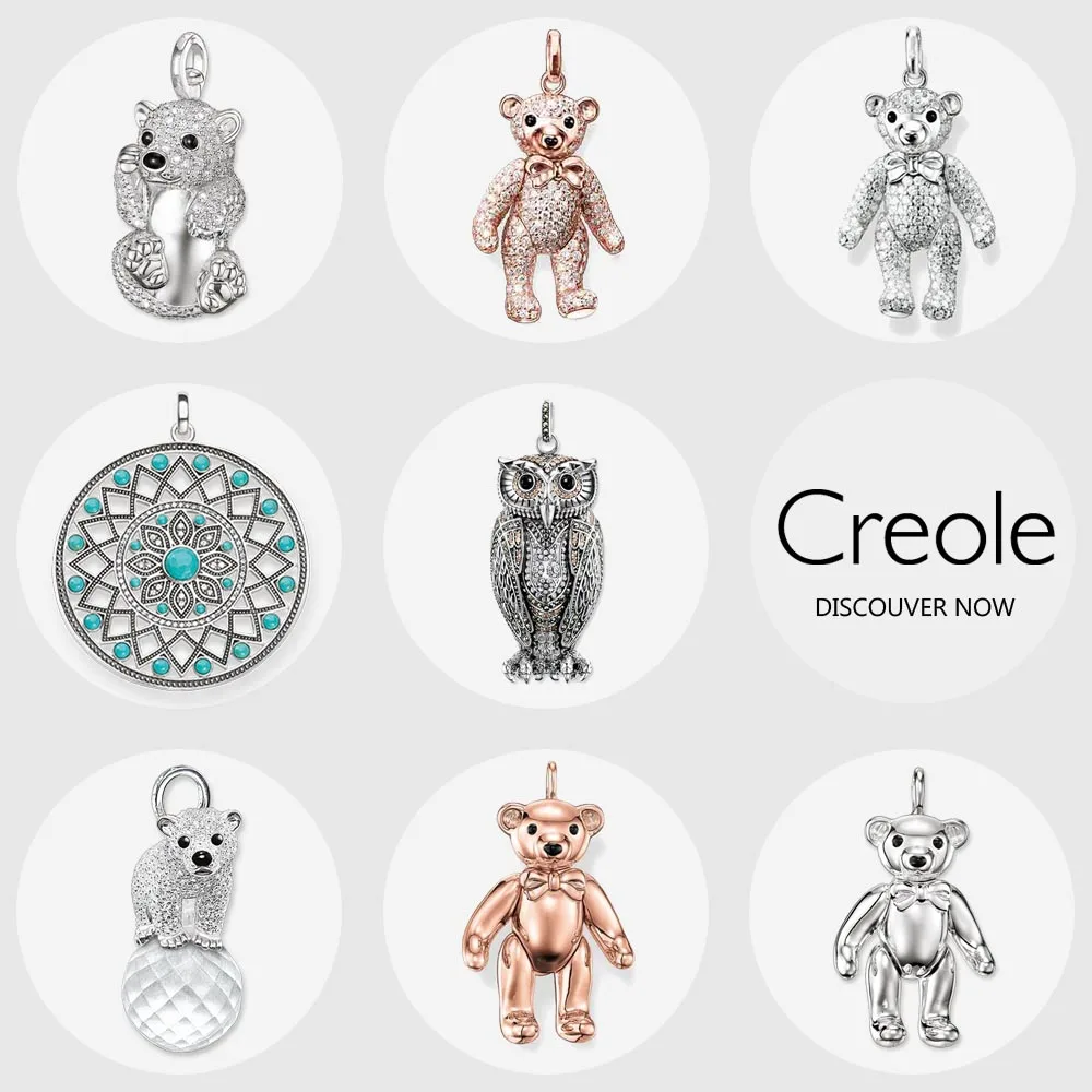 Polar Teddy Bear Blue Ornament Hand of Fatima Owl Naszyjnik Wisiorek, 2019 Biżuteria 925 Sterling Silver Modny prezent dla kobiet