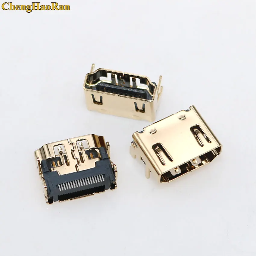 ChengHaoRan 1pcs Gold plating Copper 19Pin HDMI Female Socket SMT 4 FIX Foot