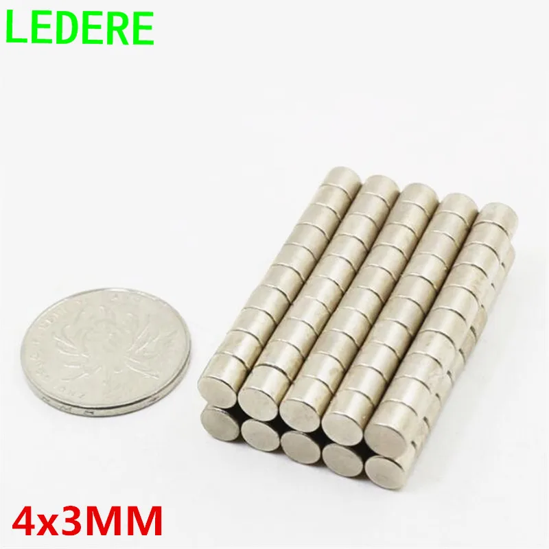 

LEDERE 500PCS 4x3 neodymium magnet 4*3 4mm*3mm strong rare earth neodymium NdFeB permanent magnets samples magnet 4mm x 3mm