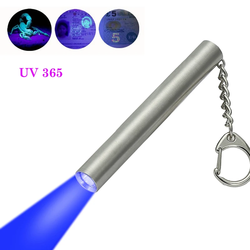 Imagem -03 - Anjoet Led uv 365nm Lanterna Roxo Violeta Luz Tocha Lâmpada de Detecção de Agente Fluorescente Uso Aaa ou 10440 Bateria