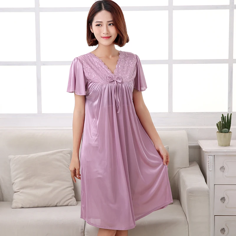 M-5XL Women Pijamas Night Dress Ladies Sleepwear Women Silk Nightgowns Sexy Sleepwear Sleeping Dress