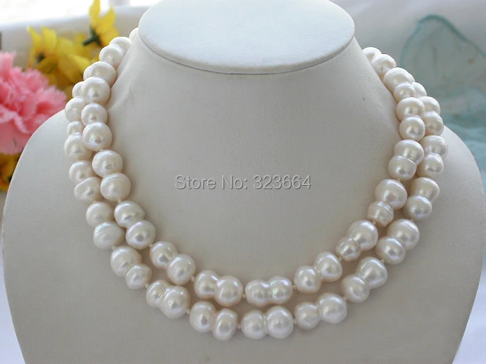 

34" 22mm white baroque double freshwater cultured pearl necklace