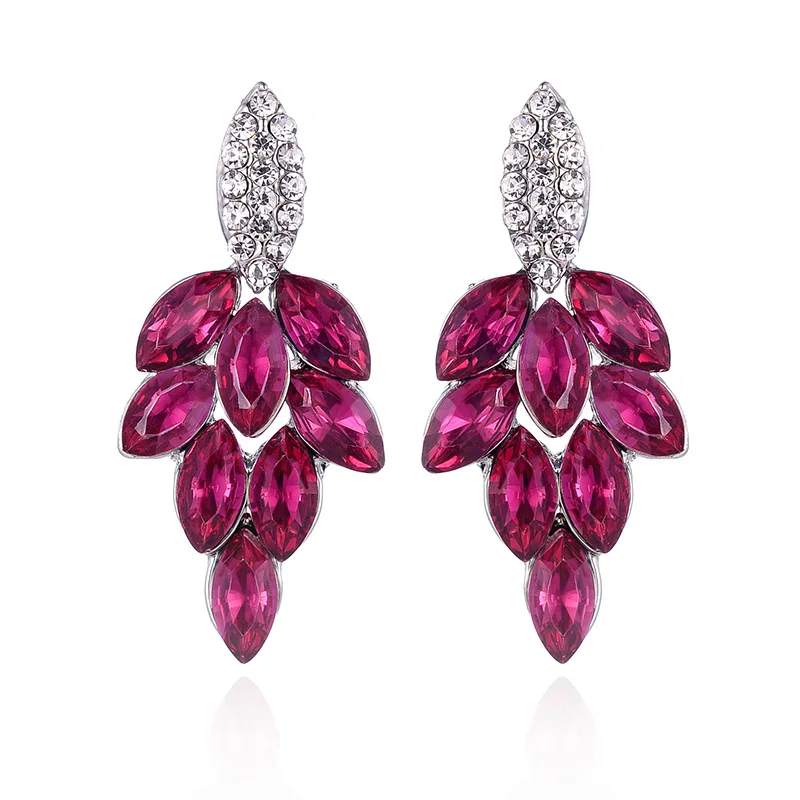 LUBOV Full Crystal Stone Inlaid Rhodium Drop Earrings Colorful Waterdrops Dangle Earrings Trendy Women Party Jewelry 2019