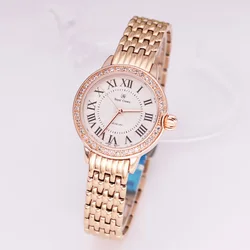 Luxury Jewelry Lady Women's Watch Fine Fashion Hours Stainless Steel Bracelet Rhinestone Gold Plated Girl Gift Royal Crown Box