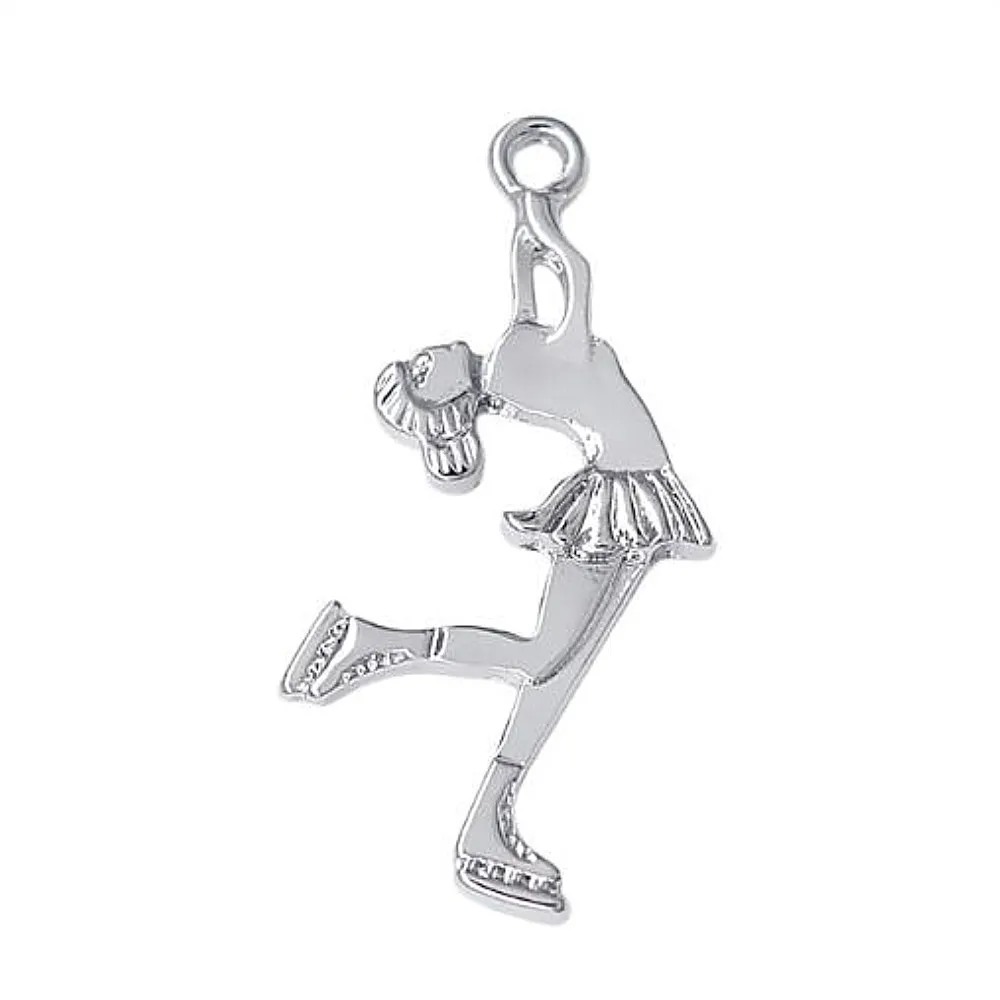 Double Nose zinc alloy skating girl charm figure skating jewelry pendant skate accessory for skater girl