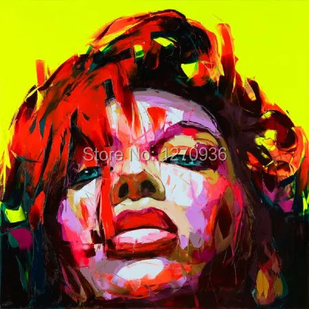 

Professional Artist Hand-painted Modern Red Hair Woman Art Abstract Portrait Oil Painting On Canvas Knife Face Wall Paintings