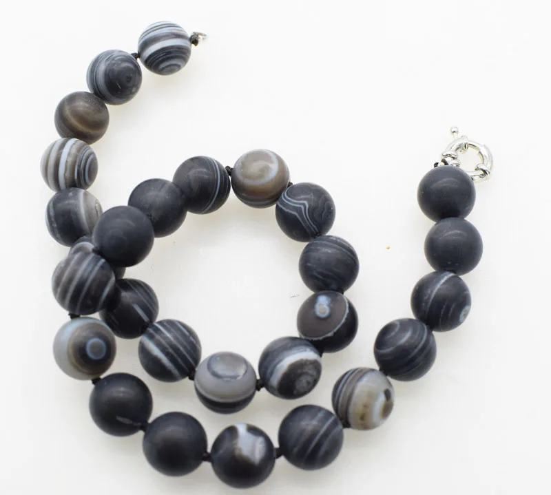 

wow!black line agate blurry round 14mm necklace 18inch wholesale beads FPPJ for xmas gift