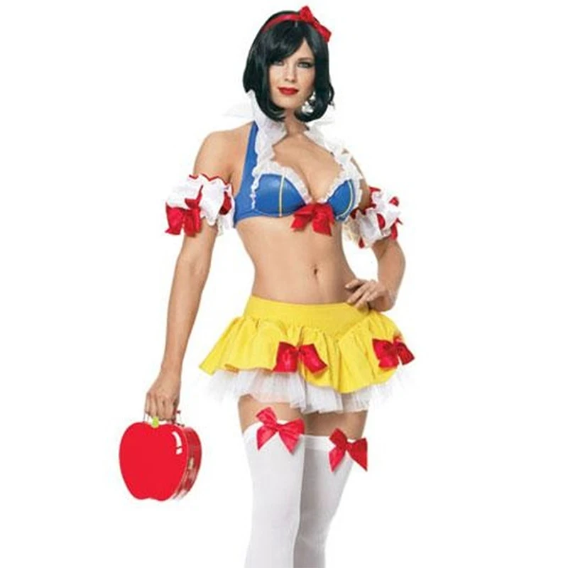 SNAILIFY Sexy Lingeries Snow White Cosplay Women Game Role Play Snowwhite Wig Halloween Costume Adult Carnival Party Fancy Dress