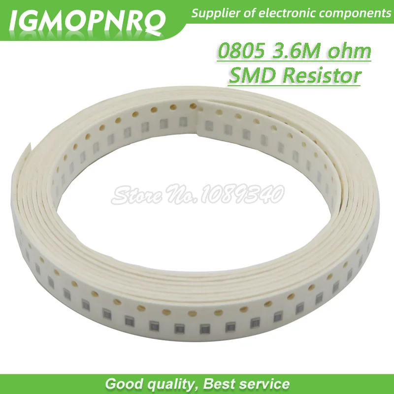 300pcs 0805 SMD Resistor 3.6M ohm Chip Resistor 1/8W 3.6M 3M6 ohms 0805-3.6M