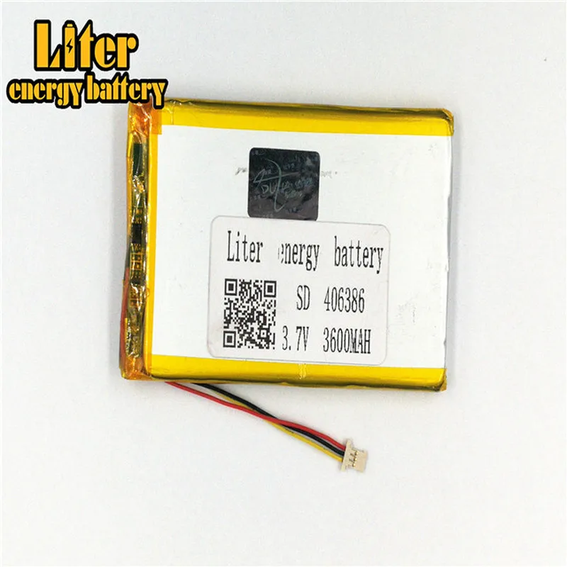 1.0MM 3pin connector 406386 3.7v 3600mah rechargeable lithium polymer Tablet PC Digital Products