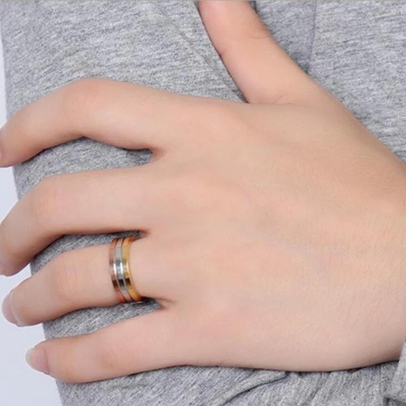 Simple Three-Color Colorful Ring Fashion stainless steel jewelry rings