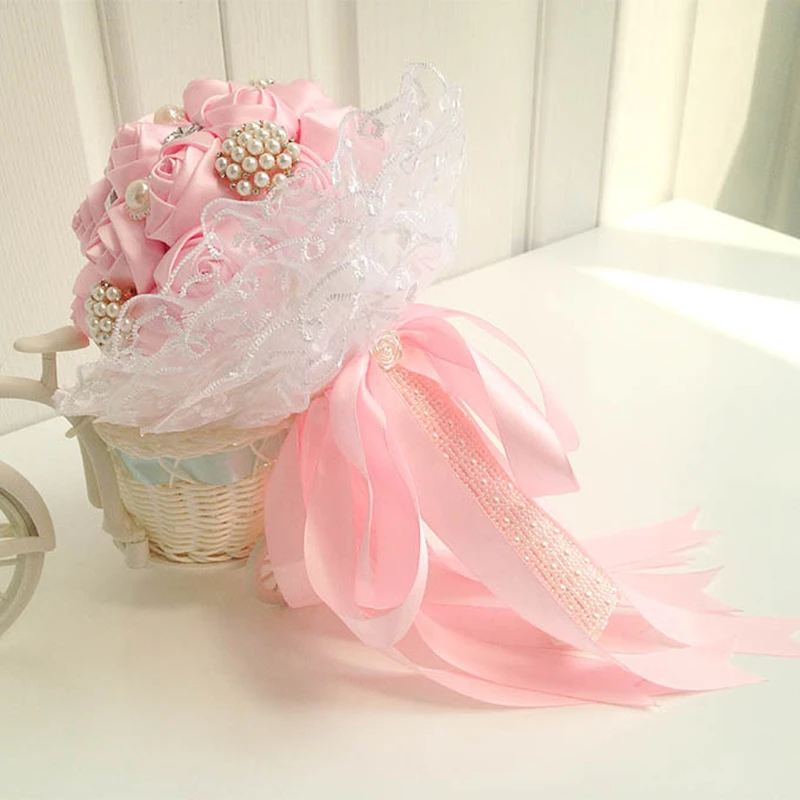 1pc/lot Pink Wedding Bouquets  Rhinestone Bridesmaid Crystal Bridal Wedding Bouquet de mariage