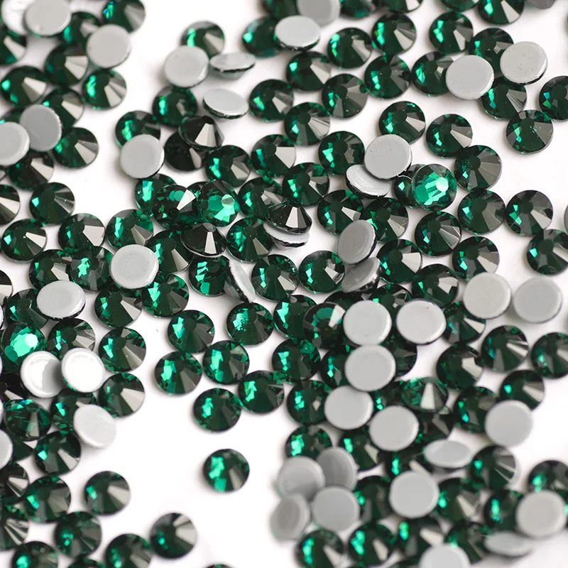 YANRUO 2058HF SS4-SS30 Emerald Strass Hot Fix Rhinestones Flat Back DIY Hotfix Glass Crystal For Jewelry Craft