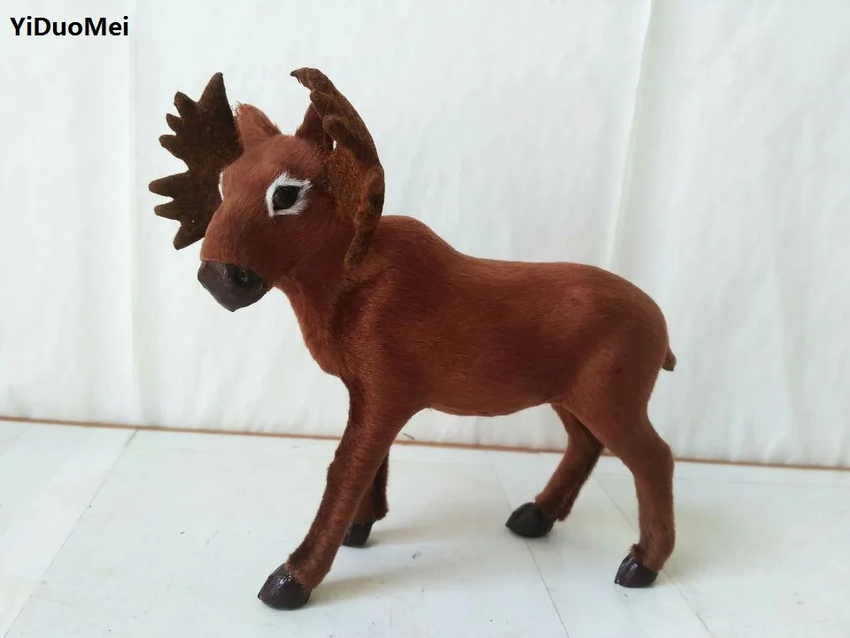 simulation Christmas deer model,polyethylene&furs reindeer 20x14cm handicraft,props,home decoration gift p0903