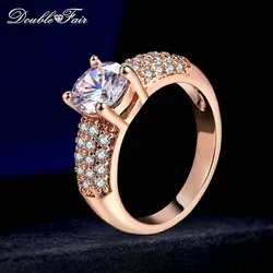 Double Fair Engagement Wedding Rings Cubic Zirconia Rose Gold Color CZ Stone Ring Jewelry For Women anel HotSale DFR105