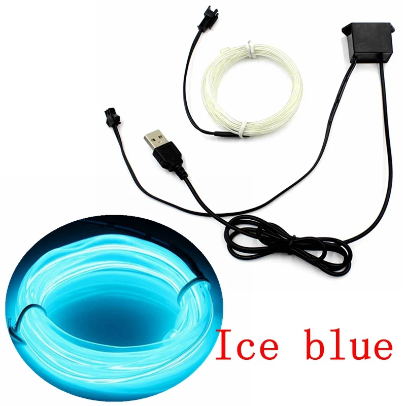 1/2/3/5/10M EL Wire With 5V USB Controller Neon Light LED lamp Flexible Twinkle Glow Rope Tube Wire Waterproof LED Strip