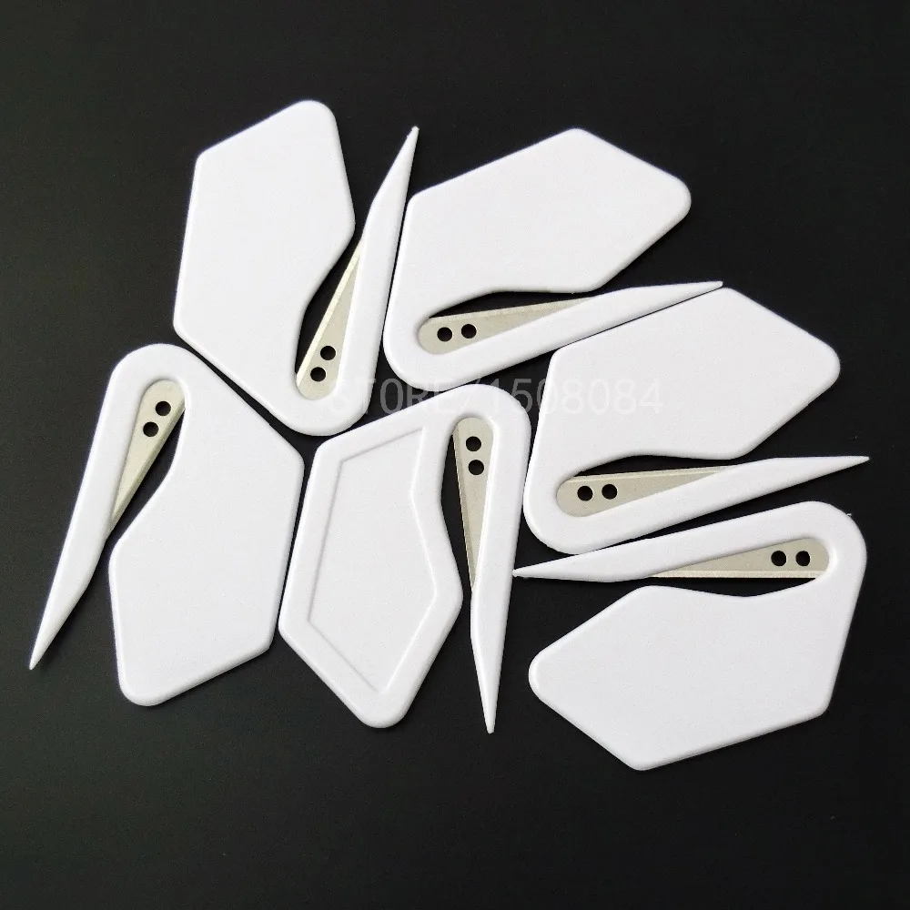 5Pcs Mini Plastic Letter Knife White Trapezoidal Shape Mail Envelope Opener Safey Paper Guard Sharp Blade Outdoor Accessories