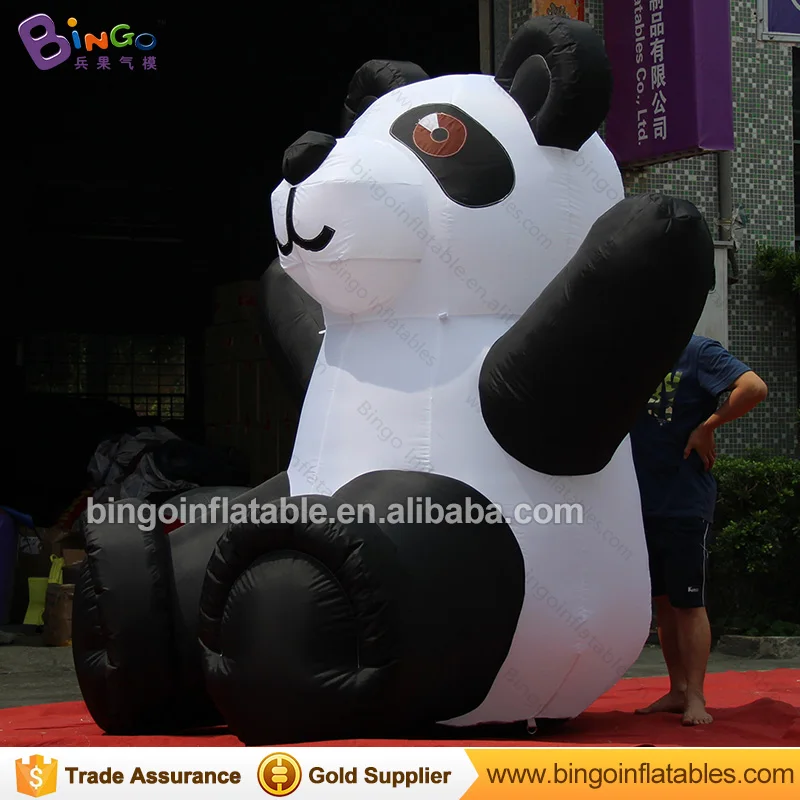 Customized Decorative 2.4 Meters Tall Giant Inflatable Panda Promotional Blow up Ground Panda Replicas for Display Toys