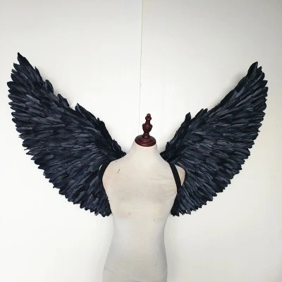 Ailes d'ange en plumes blanches, Costume pour enfants, ailes d'ange noires pour adultes, accessoire de performance sur scène